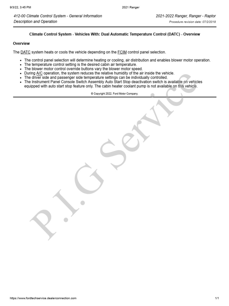 Climate Control System - Vehicles With Dual Automatic Temperature ...