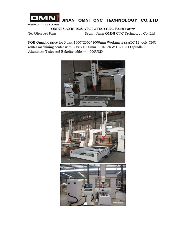 OMNI 5 Axis CNC Router Specs & Price | PDF | Numerical Control ...