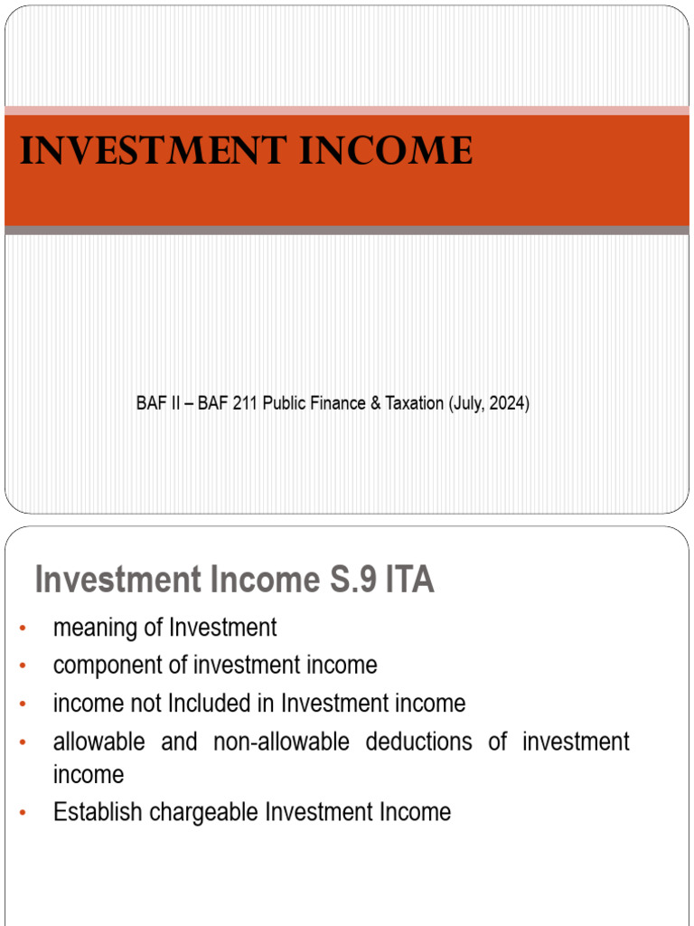 12-Investment Income Baf Ii | PDF | Tax Deduction | Income