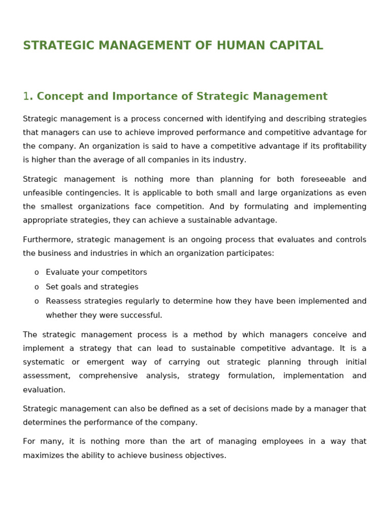 Strategic Human Capital Management Guide | PDF | Strategic Management ...