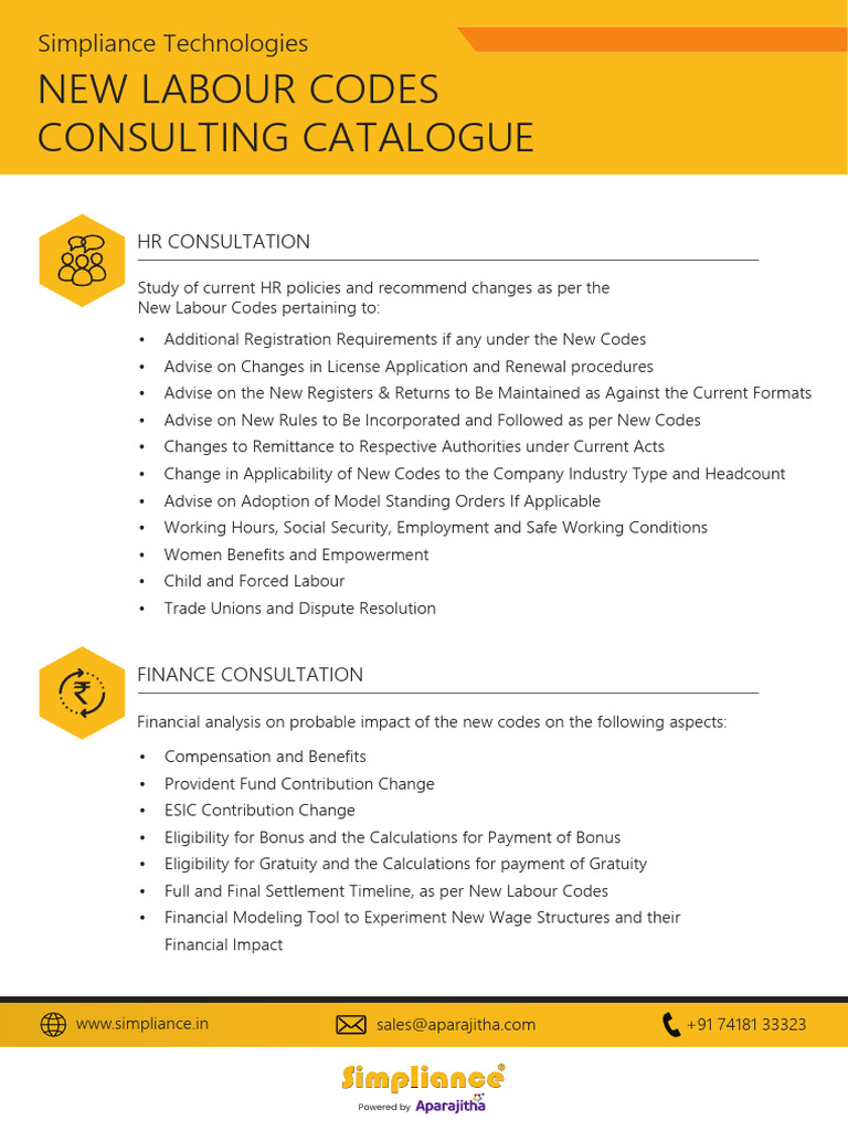 New labour codes consulting catalogue pdf