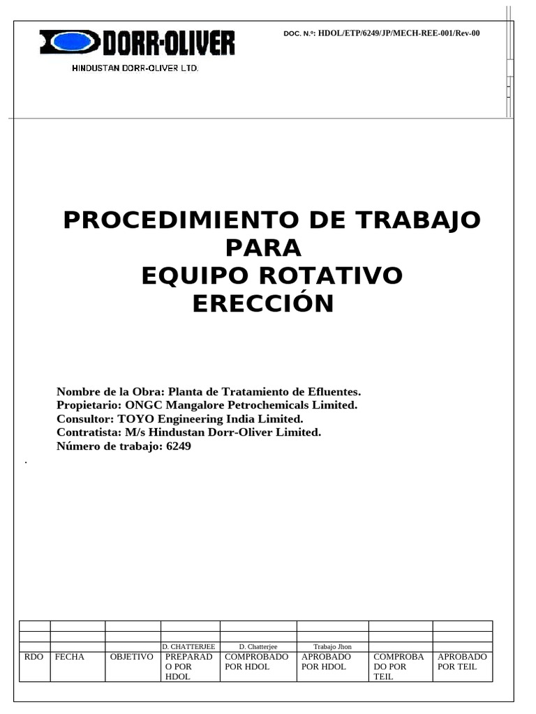 Procedimiento de Erección Rotativa | PDF | Bomba | Rodamiento (Mecánico)