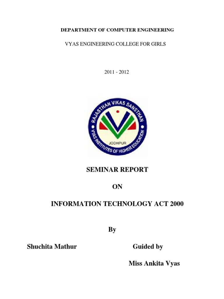 Information Technology Act 2000 Seminar Report | PDF