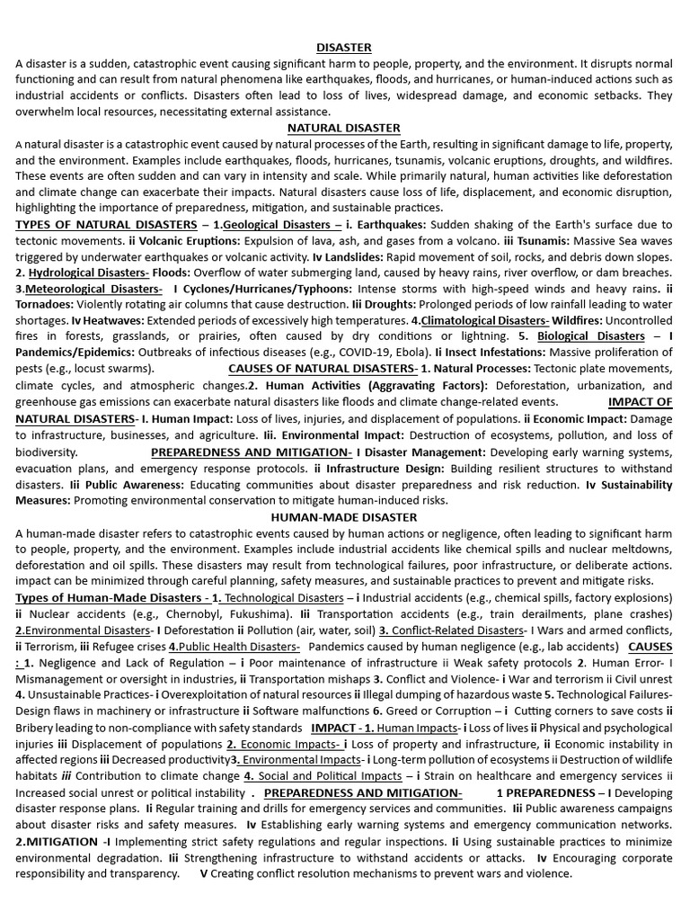 Natural and Manmade Disater Notes 2024 | PDF | Tropical Cyclones ...