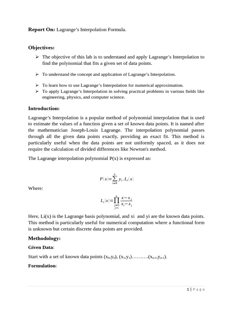 Lagrange Interpolation Method Explained | PDF | Interpolation ...