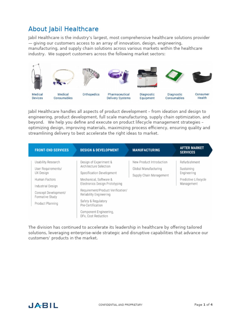 Jabil Healthcare Proposal Content - 02 | PDF | Health Care | Supply Chain