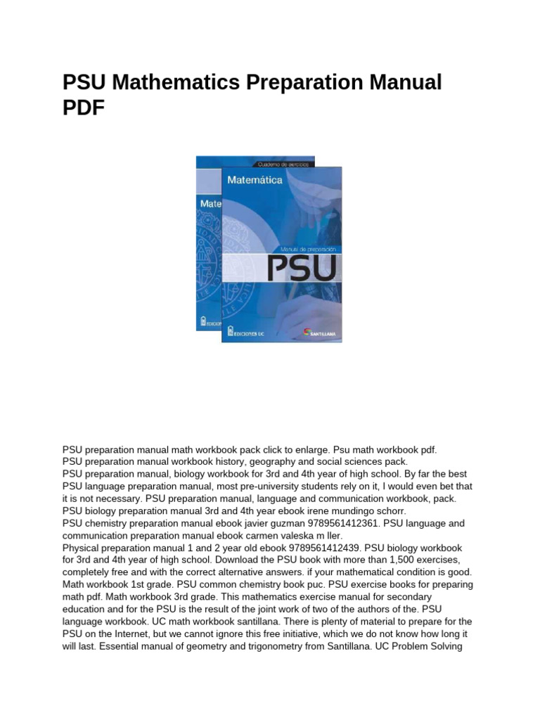 PSU Mathematics Preparation Manual PDF | PDF | Mathematics