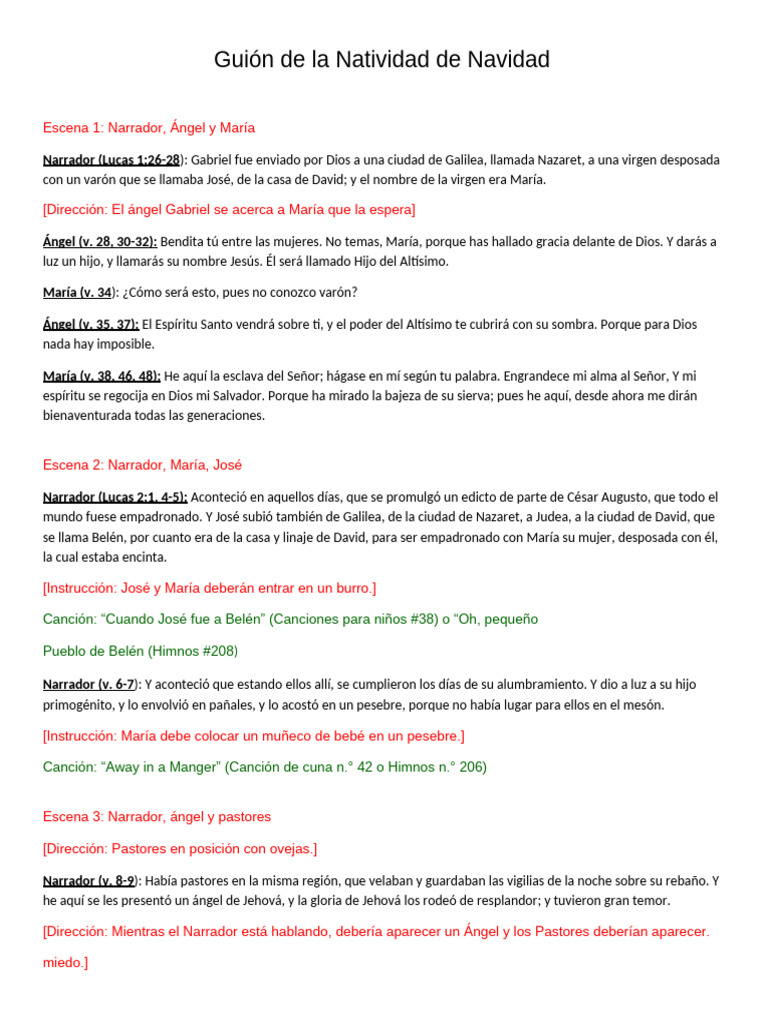Guión de la Natividad Navideña | PDF | María, madre de Jesús ...