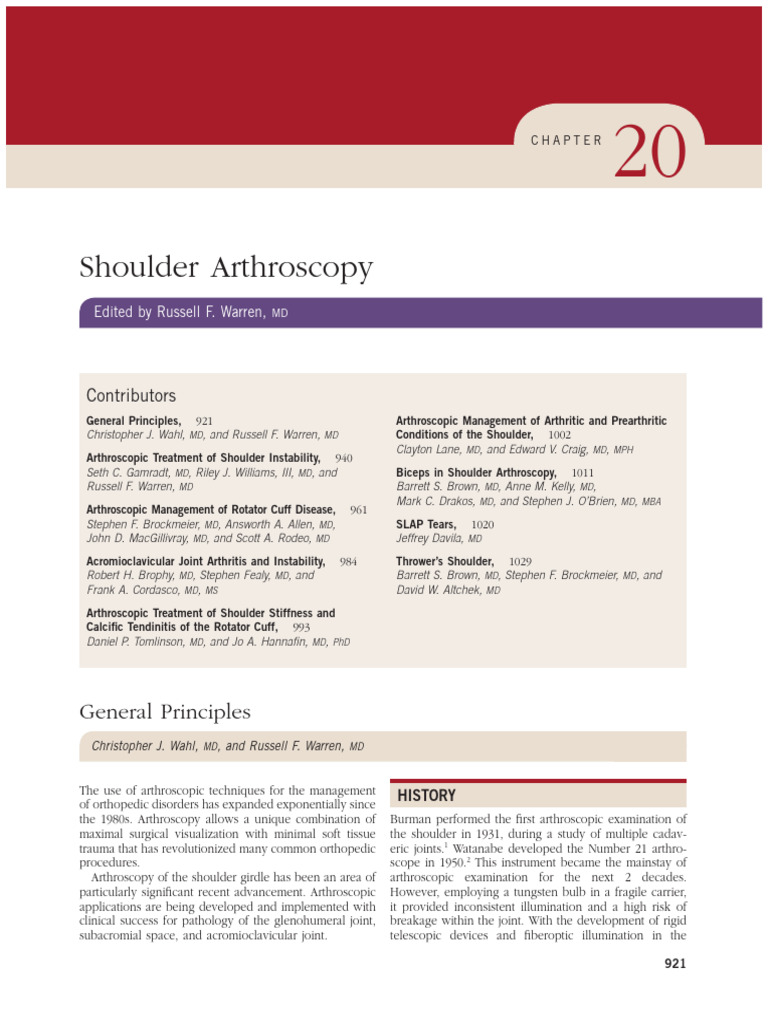 Shoulder Arthroscopy Techniques Overview | PDF | Shoulder | Joints