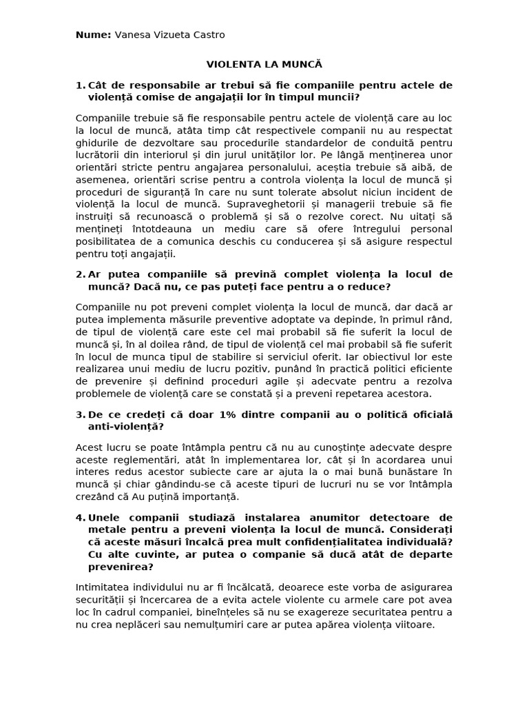 Cazul 1 Violența La Locul de Muncă | PDF