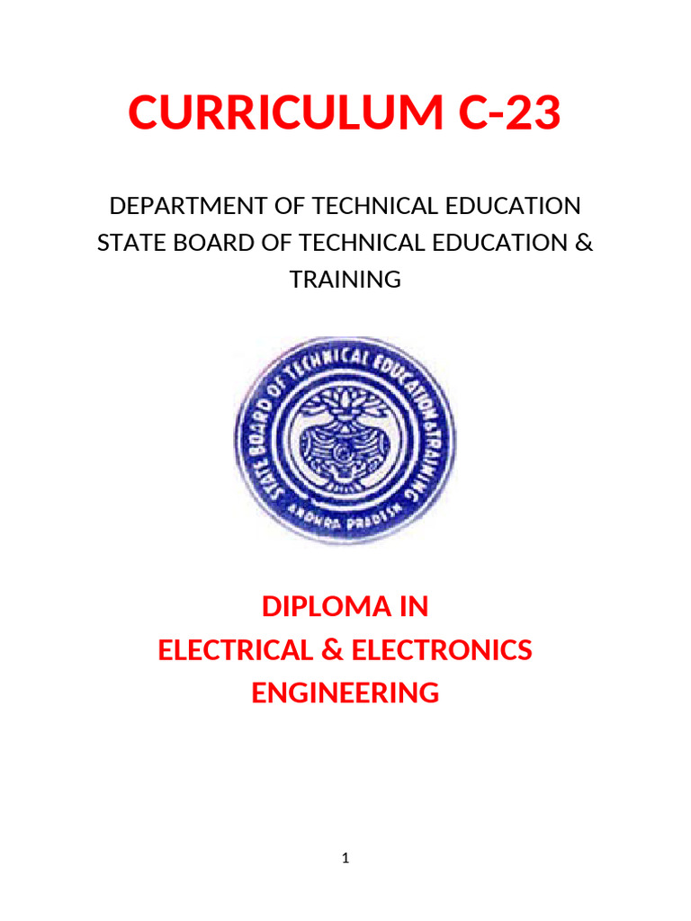 C-23 Curriculum for Electrical Engineering | PDF | University And ...