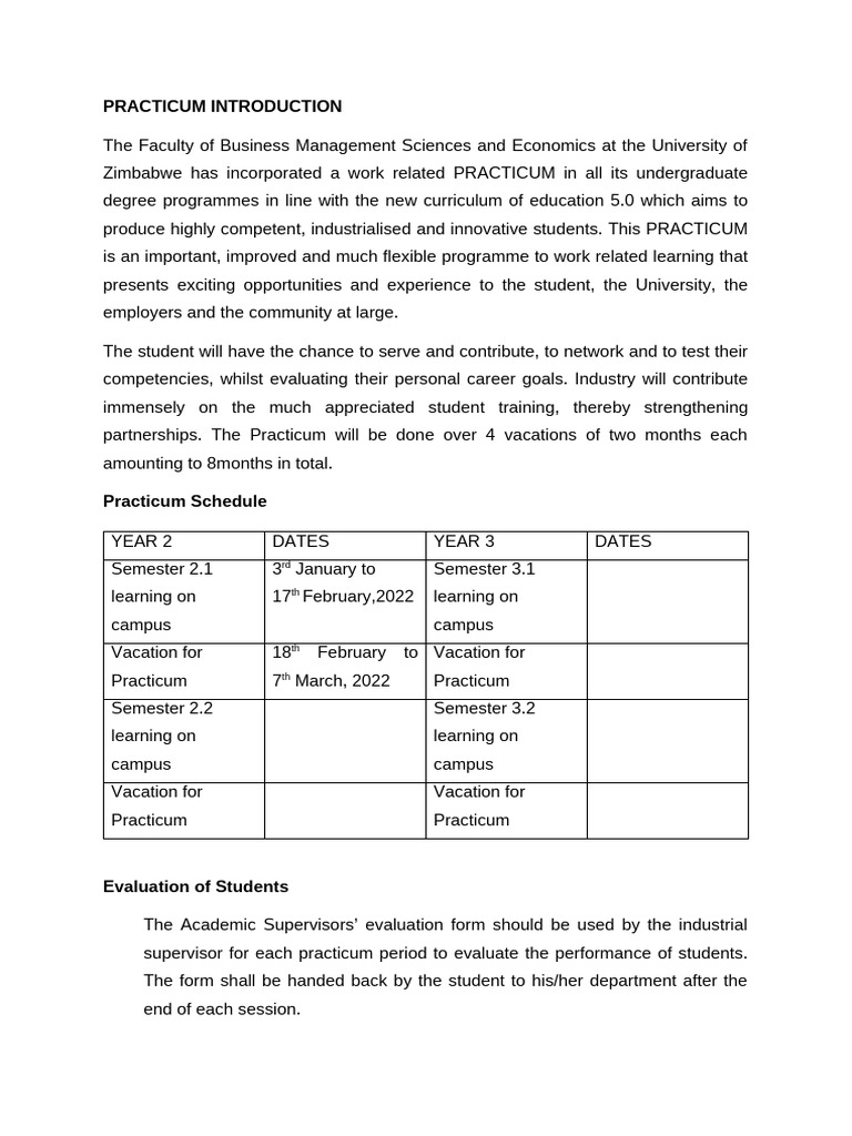PRACTICUM INTRODUCTION Document | PDF