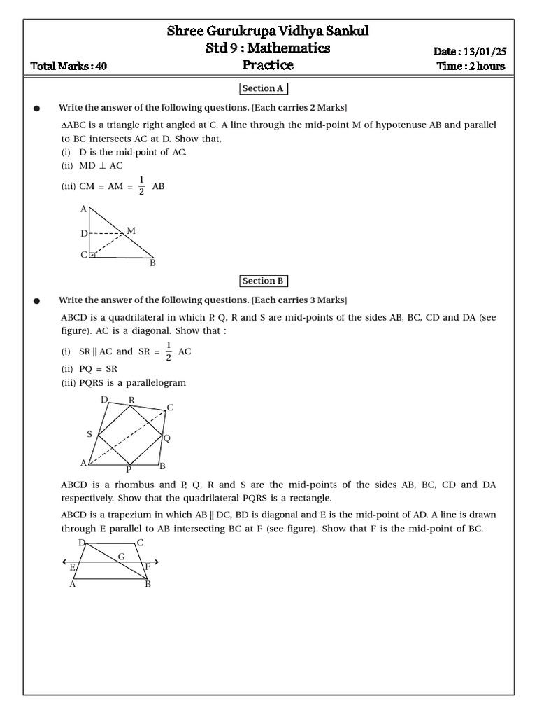 Practice_D13-Jan-2025 | PDF | Geometric Shapes | Euclidean Plane Geometry