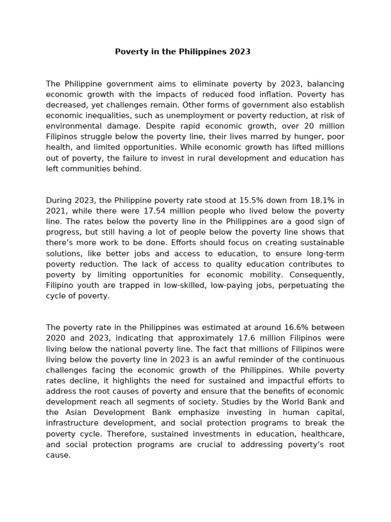Poverty in the Philippines 2023 Analysis | PDF | Poverty | Poverty ...