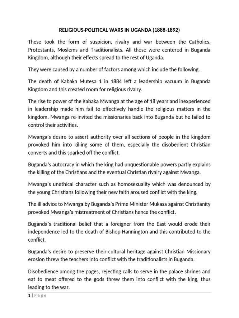 Causes of Religious Wars in Buganda | PDF | Baptism | Jesus