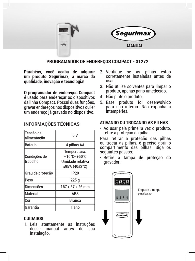 Manual Programador Compact VBR102 | PDF