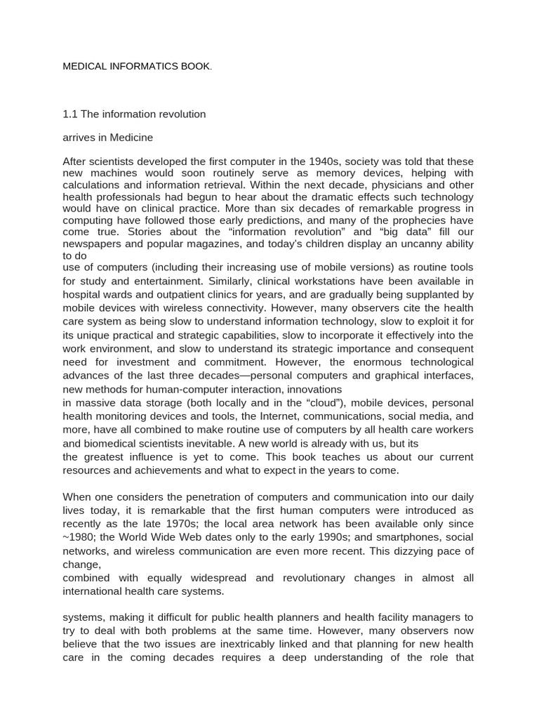 Medical Informatics: Future Insights | PDF | Electronic Health Record ...