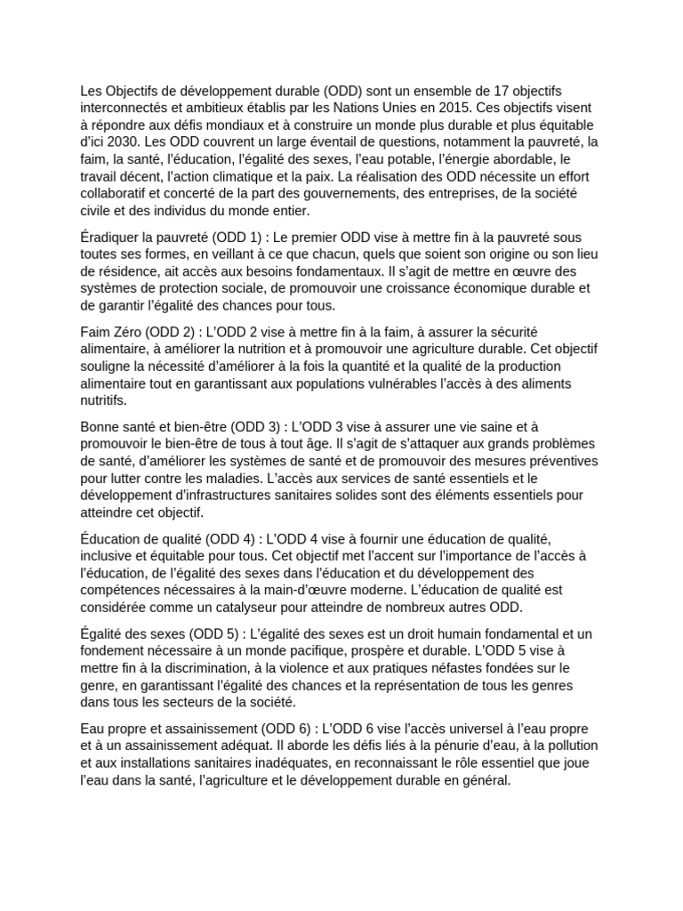 Objectifs de Développement Durable 2030 | PDF | Développement durable ...