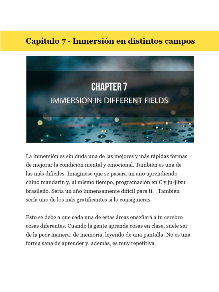 Capítulo 7 - Inmersión en Distintos Campos | PDF | Aprendizaje ...