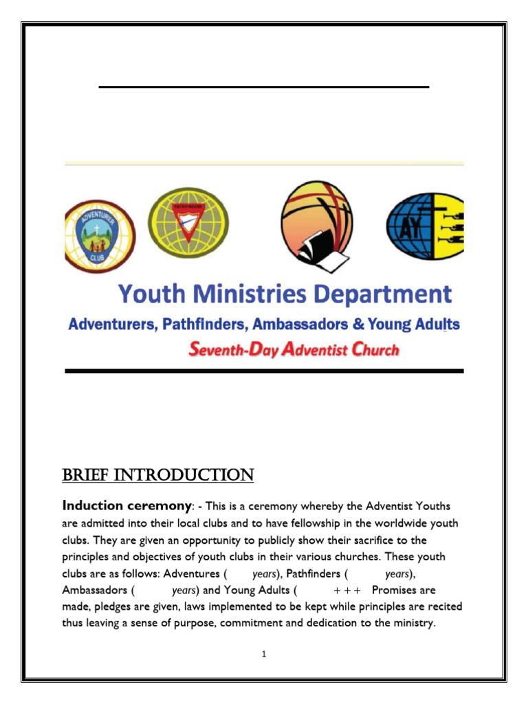 Induction Ceremony Script for Youth Clubs | PDF | Jesus | Seventh Day ...
