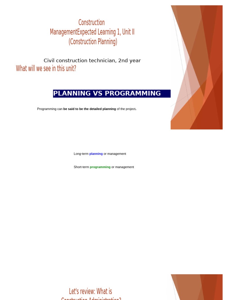 Construction Planning and Management Guide | PDF | Goal | Strategic ...