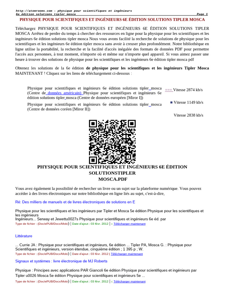 Solutions Physique Tipler Mosca 6e Éd. | PDF | Informatique ...