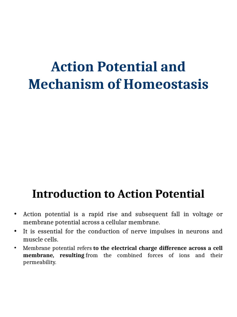 1-Action Potential and Homeostasis | PDF | Membrane Potential | Action ...