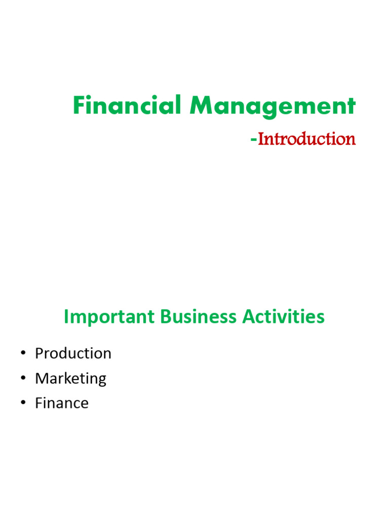 Financial Management-Introduction | PDF | Goal | Business