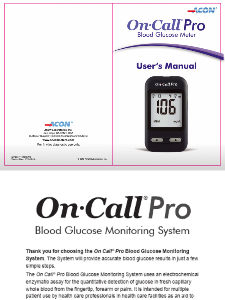 On Call Pro User Manual | PDF | Hypoglycemia | Hyperglycemia