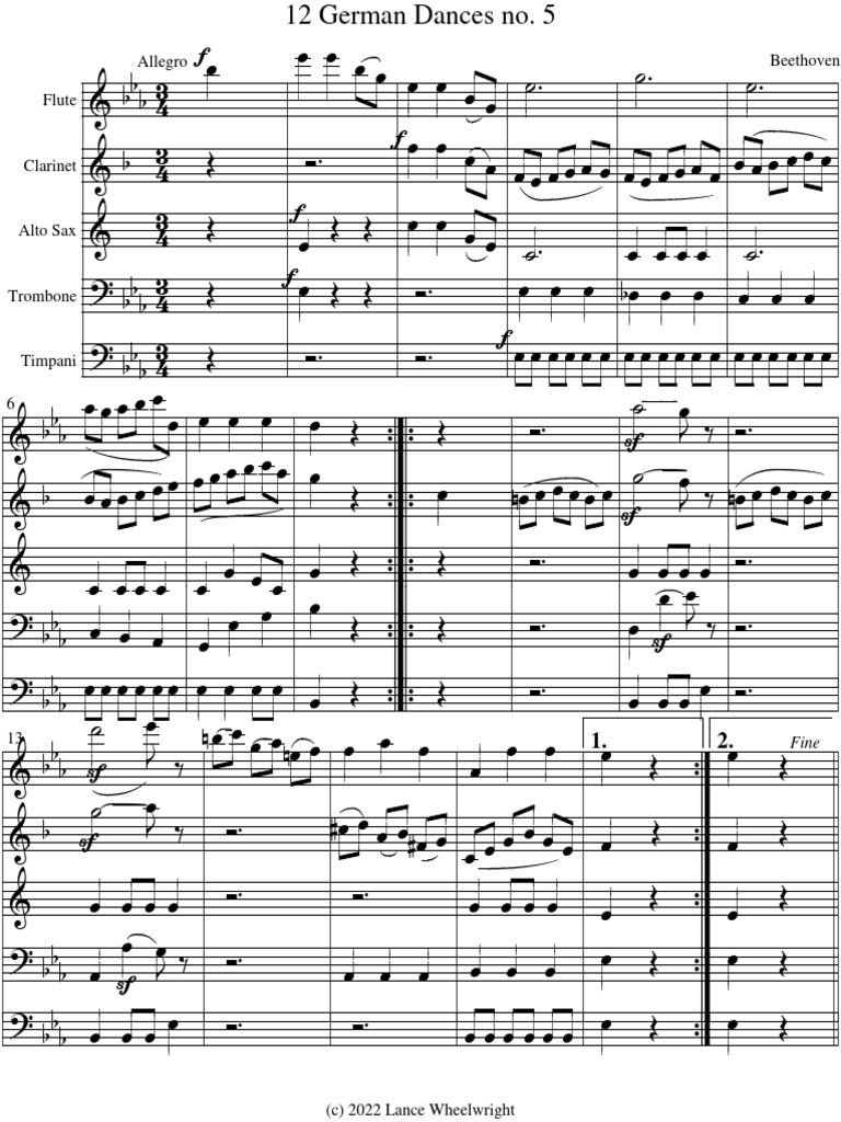 (Free Scores - Com) - Beethoven Ludwig Van German Dance 187827 | PDF