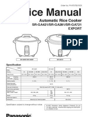 Panasonic Commercial Rice Cooker, 208V Extra-Large Capacity 80-Cup  (Cooked), 40-Cup (Uncooked) with One-Touch Operation - SR-GA721L - Silver