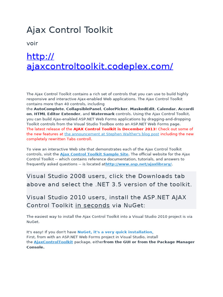 Guide sur l'Ajax Control Toolkit | PDF | Développement de logiciel ...