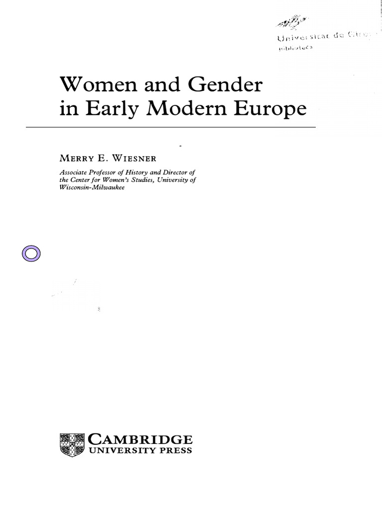 Women and Gender in Early Modern Europe | PDF | Adam | Eve