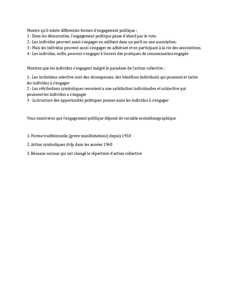 Formes et facteurs de l'engagement politique | PDF