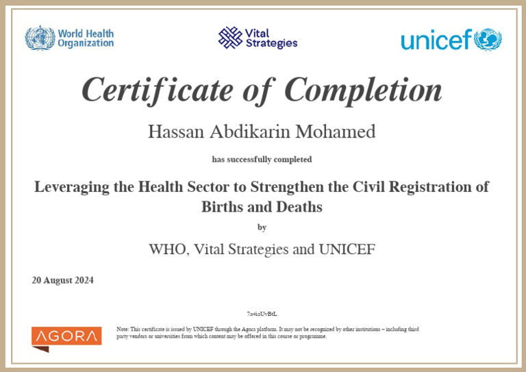 Health Civil Registration Birth Death Certificate of Completion | PDF