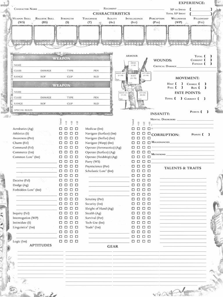 Only War Short Character Sheet | PDF