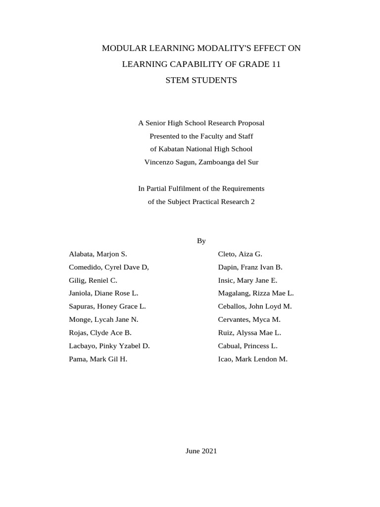 Impact of Modular Learning on Grade 11 STEM | PDF | Statistics ...