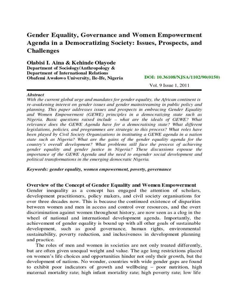 Gender Equality and Women's Empowerment in Nigeria | PDF | Governance ...