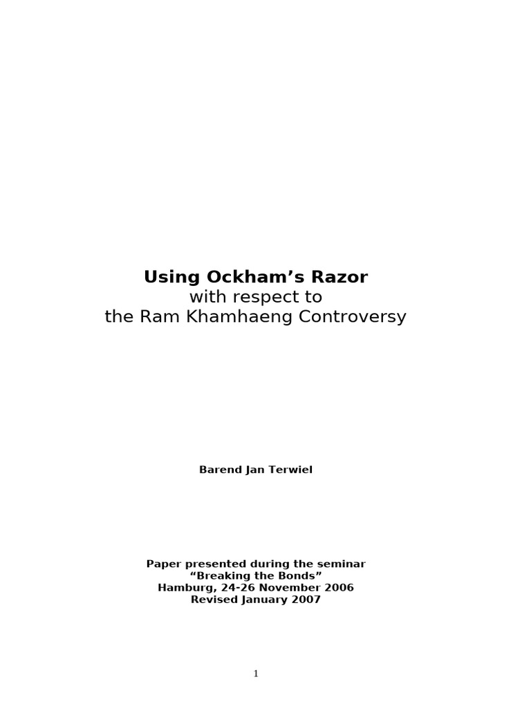Using Ockhams Razor With Respect To The | PDF | Thai Language | Thailand