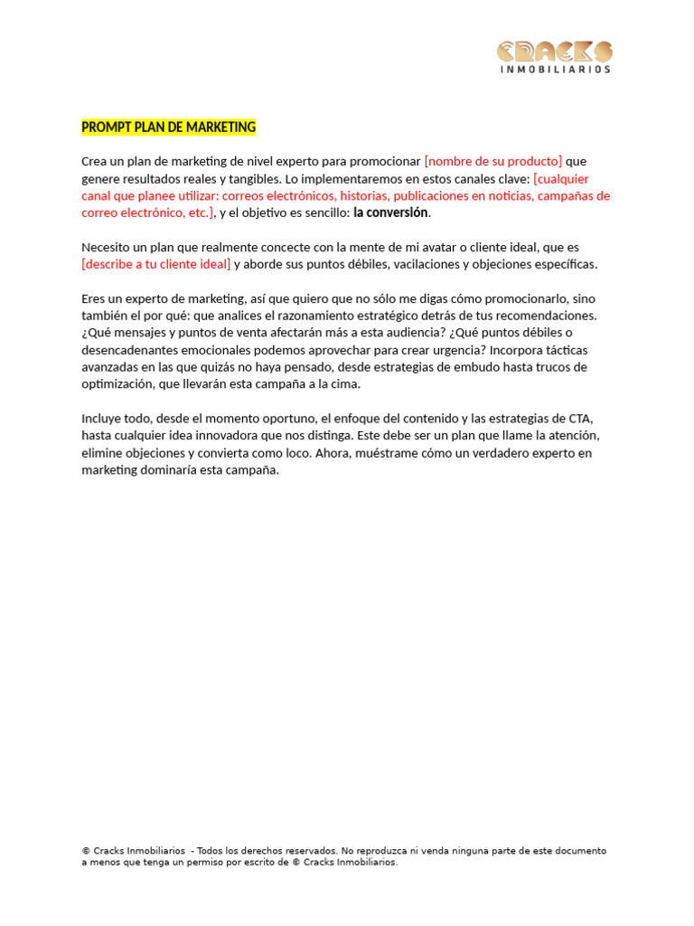 Prompt Plan de Marketing | PDF