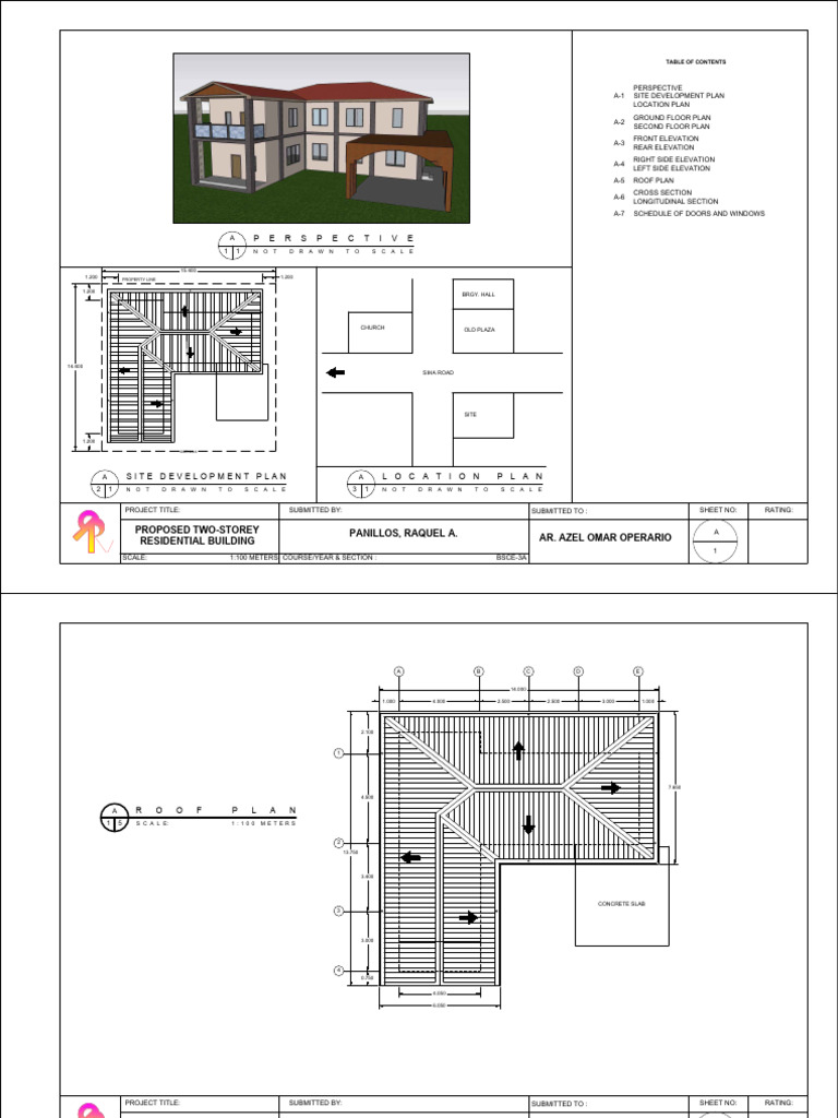 Two-Storey Residential Building Plans | PDF | Window | Door