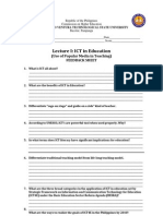 Lecture I: ICT in Education: (Use of Popular Media in Teaching) Feedback Sheet