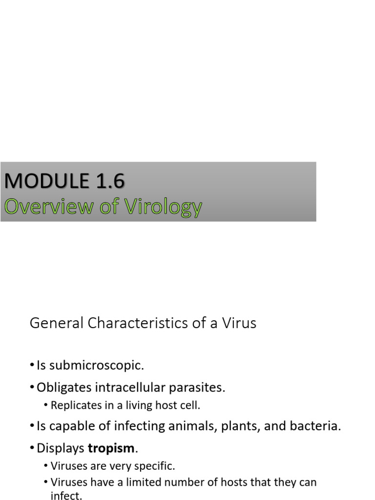 Module 1 6 Overview Of Virology Pdf Virus Rna