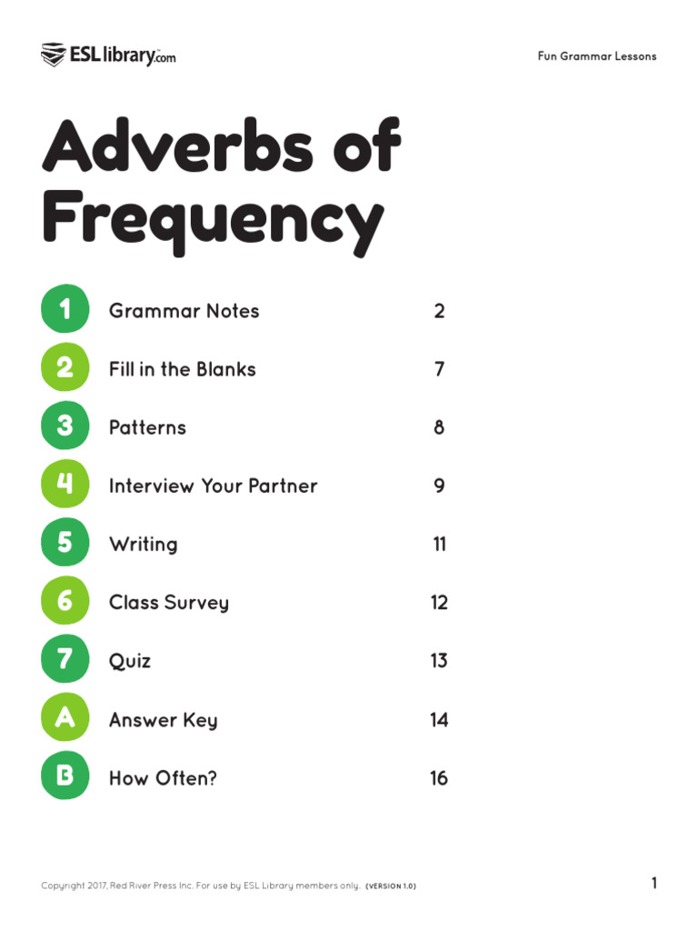 Adverbs of Frequency | PDF | Adverb | Verb