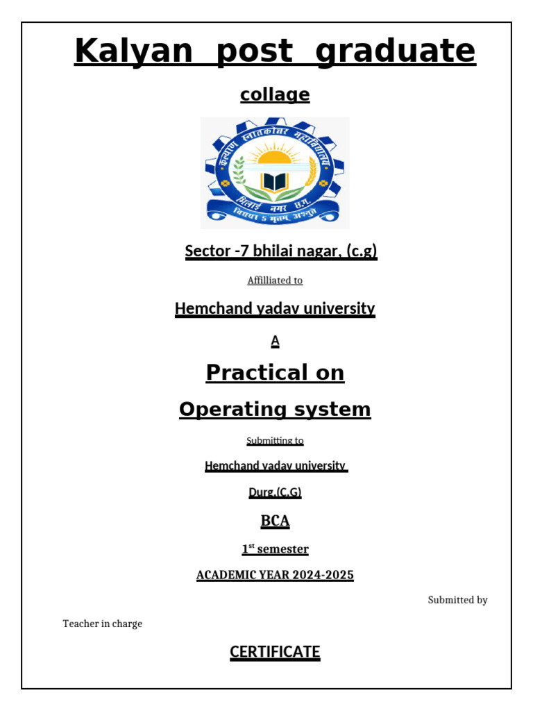 Operating System Practical Guide BCA 1st Sem | PDF | Printer (Computing ...