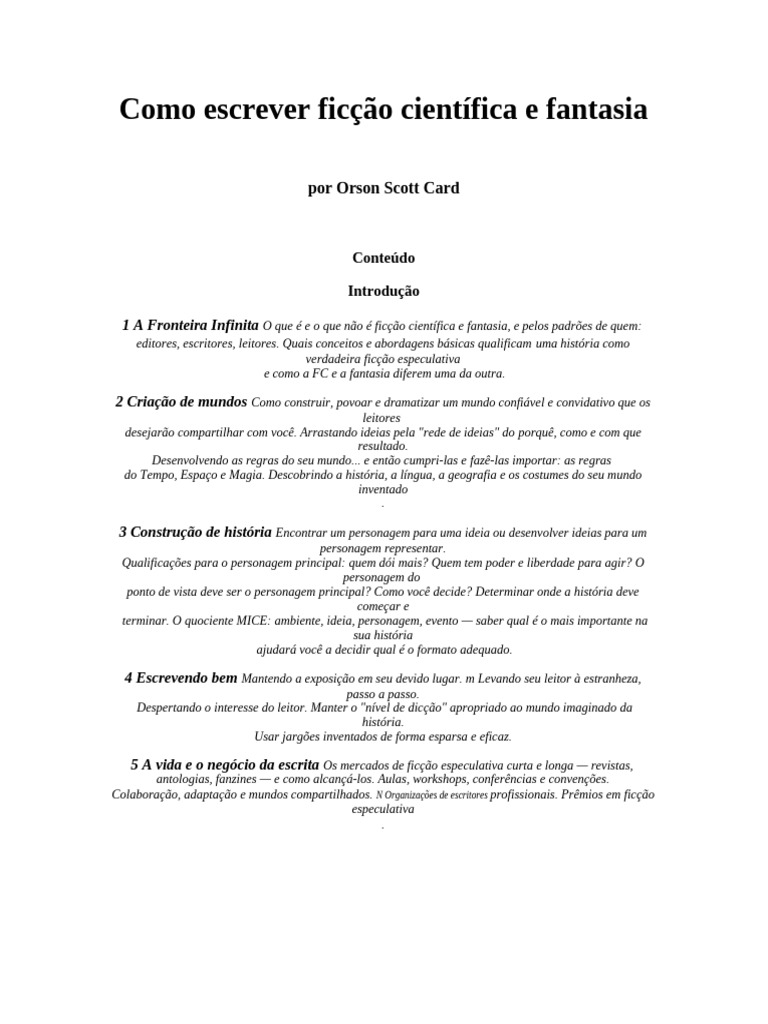 Como Escrever Ficção Científica e Fantasia | PDF | Ficção científica ...