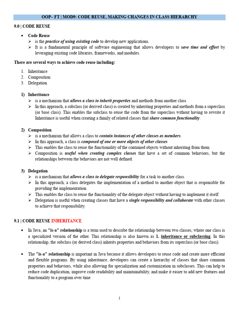 Code Reuse in OOP: Inheritance, Composition, Delegation | PDF | Class ...