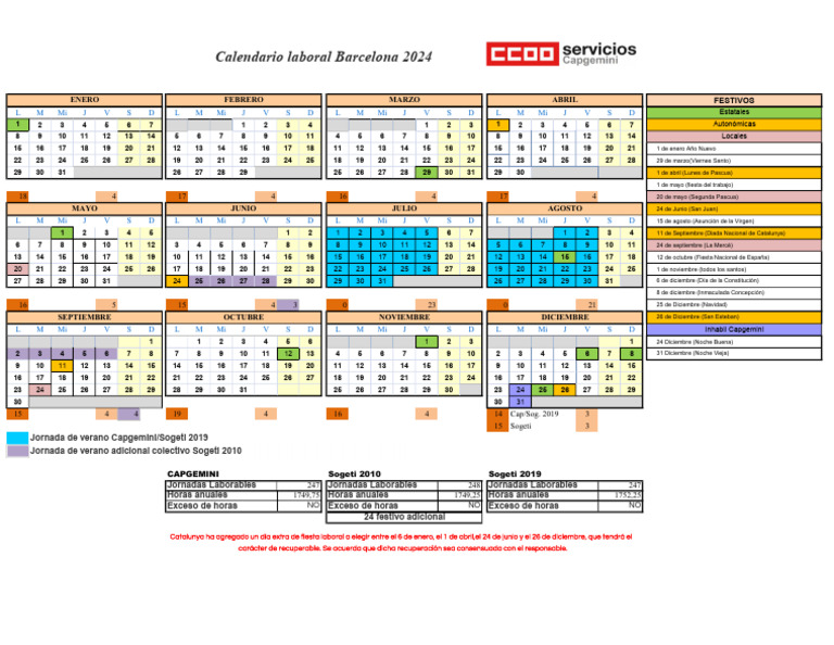 Calendario Laboral y Festivos 2024 | PDF | Calendario