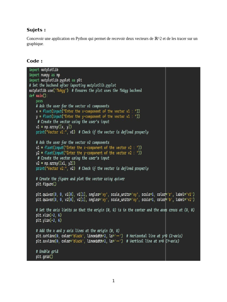 Visualiser des vecteurs en Python | PDF | Coordonnées cartésiennes