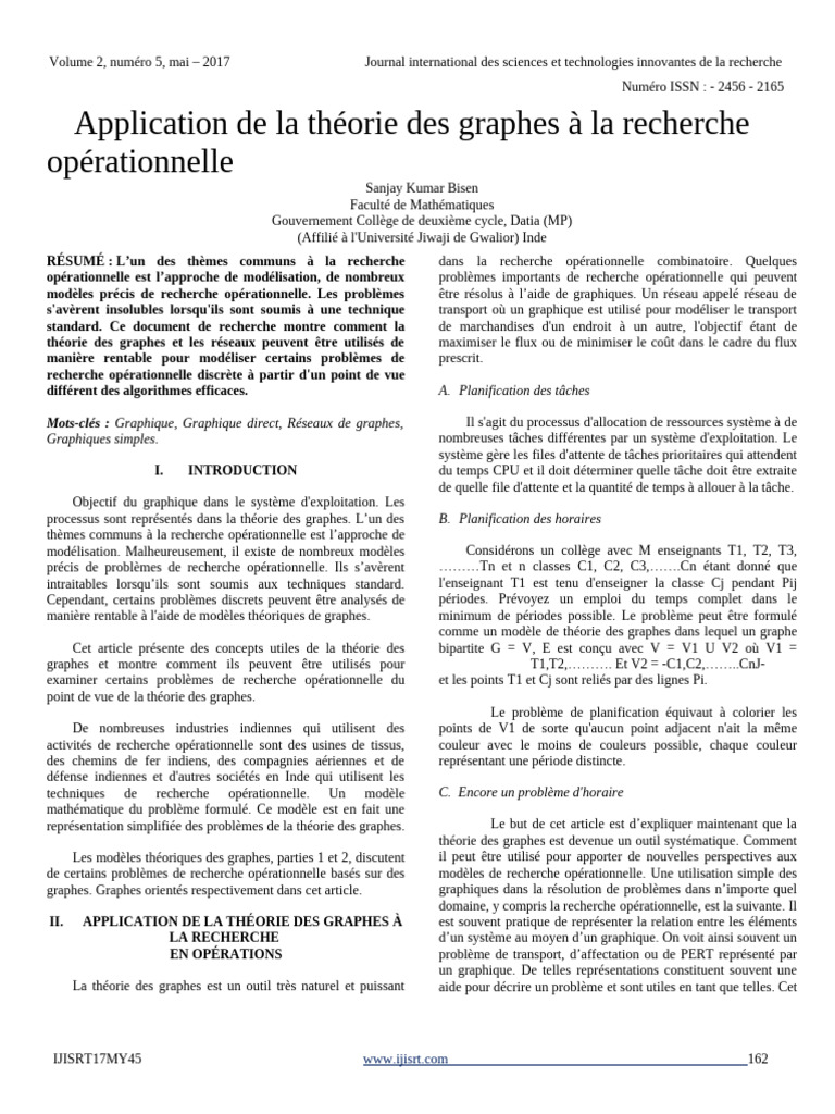 Théorie des graphes en recherche opérationnelle | PDF | Recherche ...